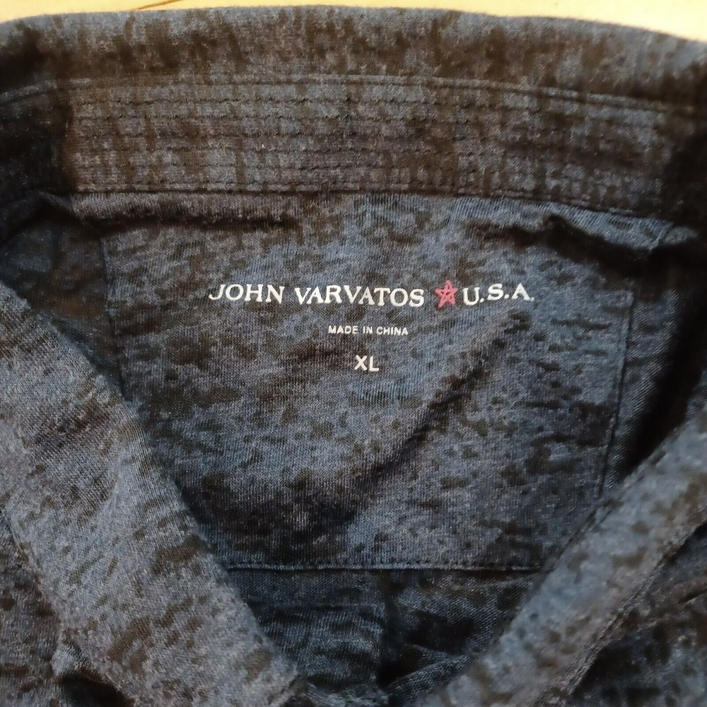 John Varvatos Men’s Burnout Black Short Sleeve Golf Polo Shirt Peace Sign XL - Picture 4 of 7